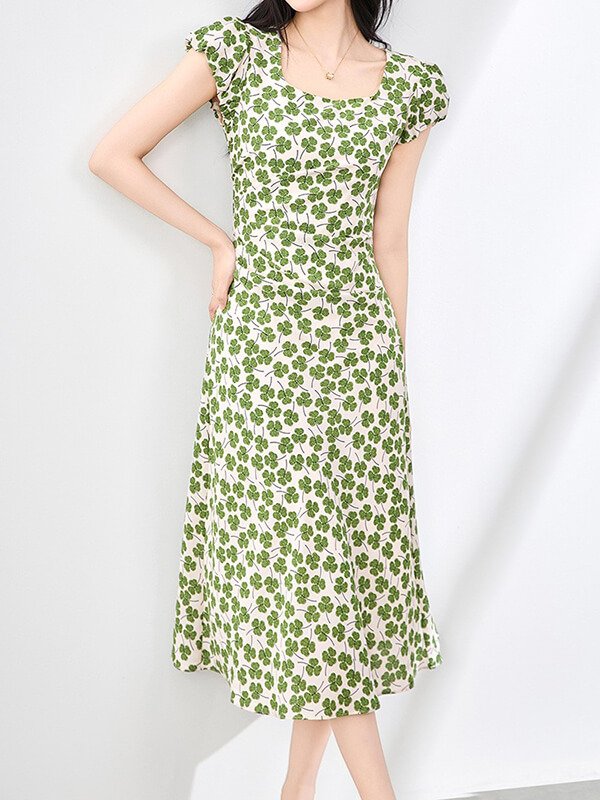 Convertible Raglan Puff Dress - Artisanal Block Print Square Neck Multi-Way Dress