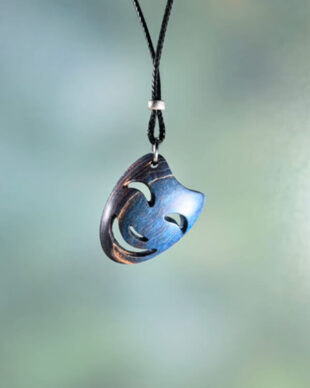 Stabilized Wood Hand Carved Mask Necklace
