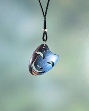 Stabilized Wood Hand Carved Mask Necklace