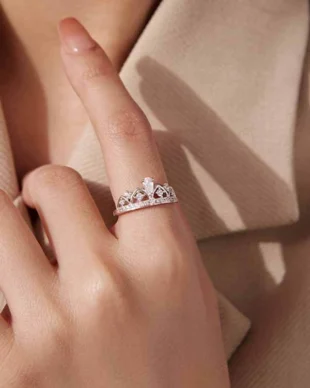S925 Sterling Silver Crown Zircon Ring