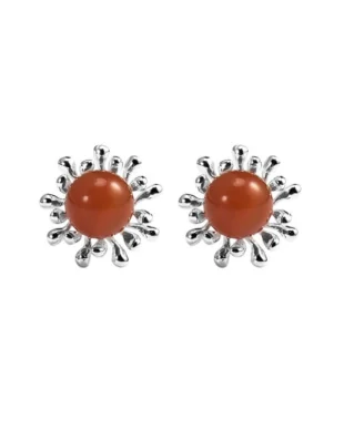 Sterling Silver Agate Flower Bud Ear Studs