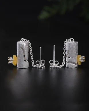 Sterling Silver Antique Filigree Osmanthus Lantern Earrings