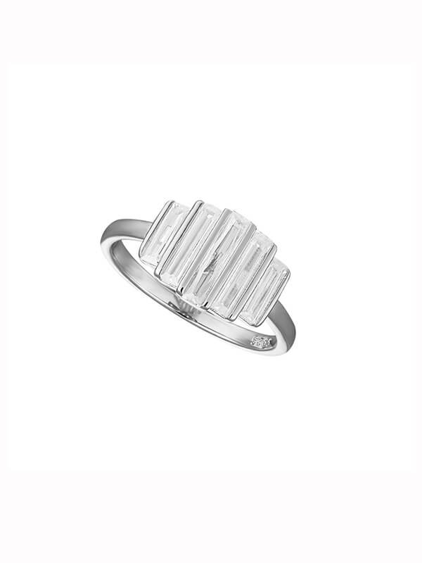 Sterling Silver Baguette Diamond Ring 1