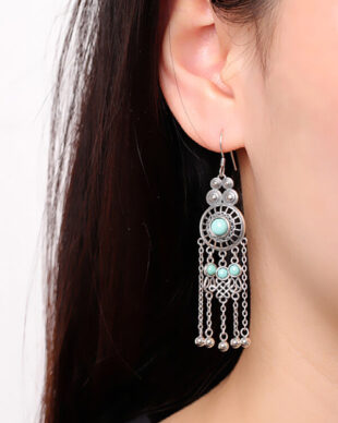 Sterling Silver Geometric Turquoise Earrings