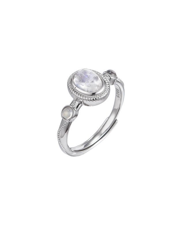 Sterling Silver Oval Moonstone Ring 1