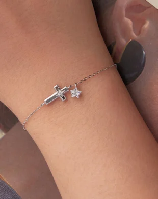 Sterling Silver Starlight Cross Bracelet