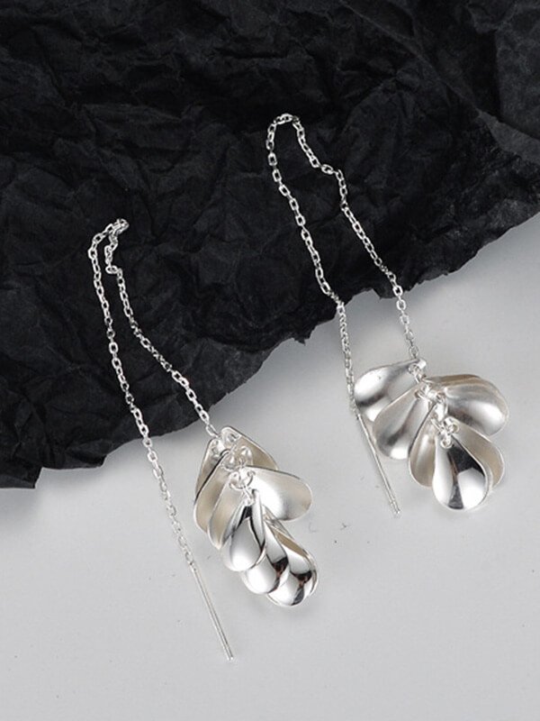 Architectural Sterling Silver Threaders - Barely-There Modernist Sculpture Ear