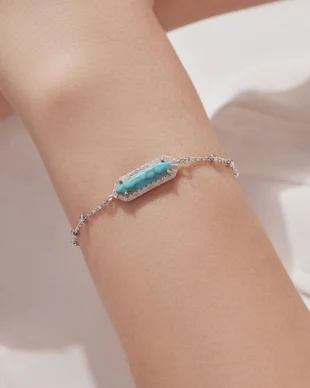 Sterling Silver Vintage Hexagonal Turquoise Bracelet