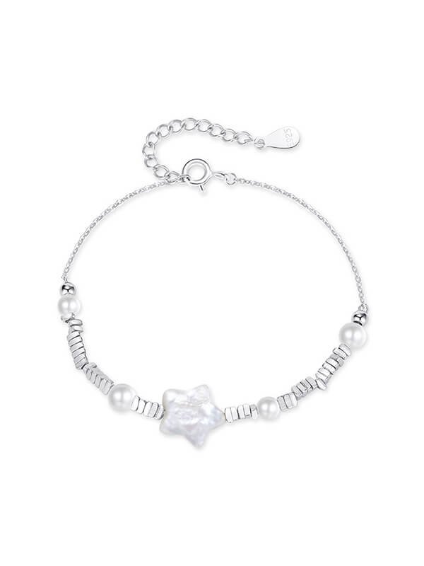 Fair trade handmade shell bead bracelet, recycled sterling silver 6mm beads with artisanal knotting, cultural festival jewelry gift