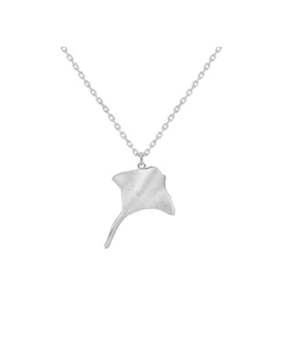 Neural-tactile stingray necklace - matte silver dendritic patterning with pressure-sensitive flexion