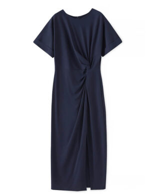 Stretch-Fit Blue Dress with Corset Waist