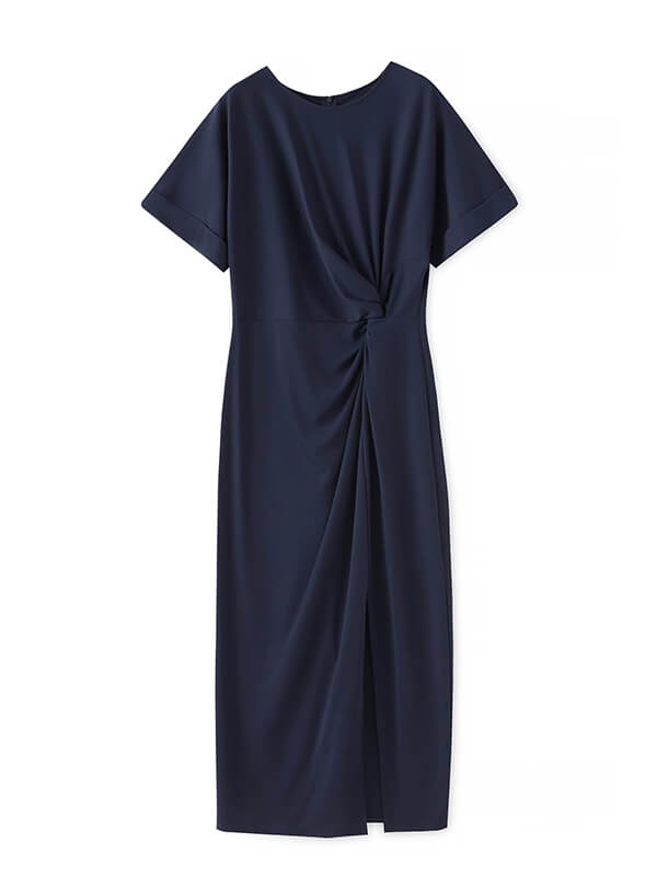 Stretch-Fit Blue Dress with Corset Waist