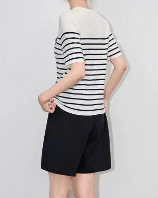 Striped Short-Sleeve Knit T-Shirt