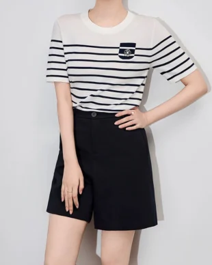 Striped Short-Sleeve Knit T-Shirt