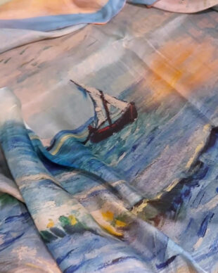 Sunset Sailboat Silk Shawl