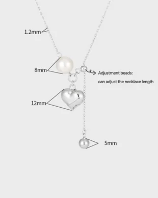 Bead Heart Sterling Silver Necklace