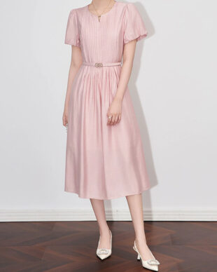 Tencel-Linen Blend Waist-Defining Dress