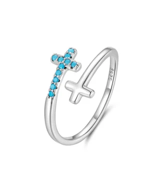 Turquoise Cross Sterling Silver Ring