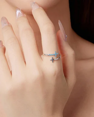 Turquoise Cross Sterling Silver Ring