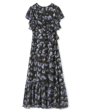 V-Neck Floral Waist-Defining Vacation Dress