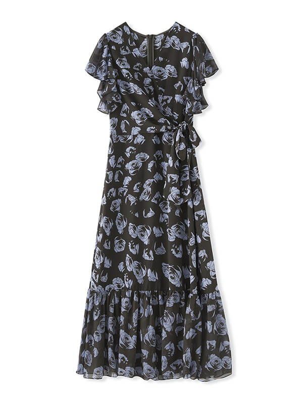 V-Neck Floral Waist-Defining Vacation Dress