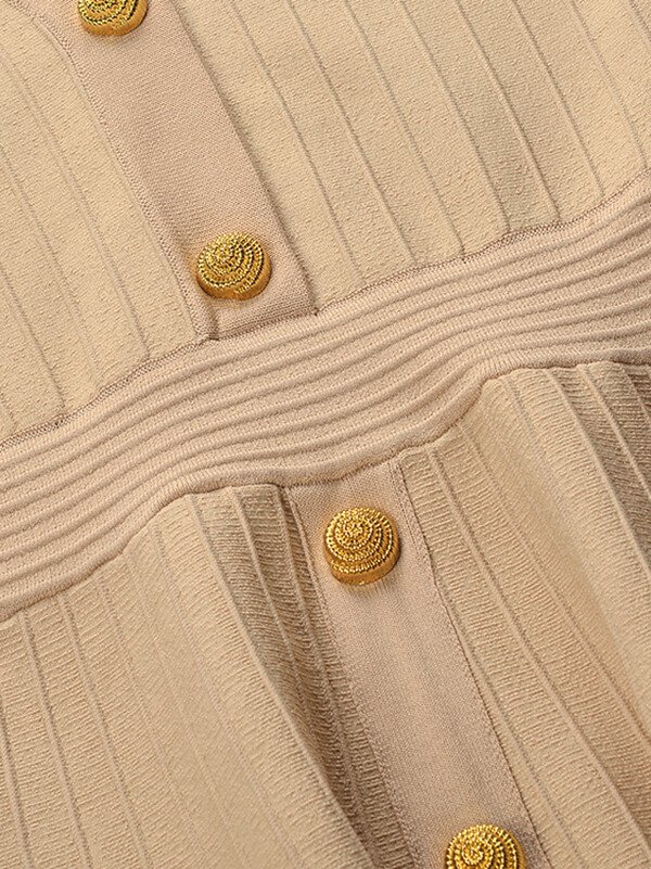 4-Season Knit Layering Dress - V-Neck Detachable Buttons Thermal Zip Tech