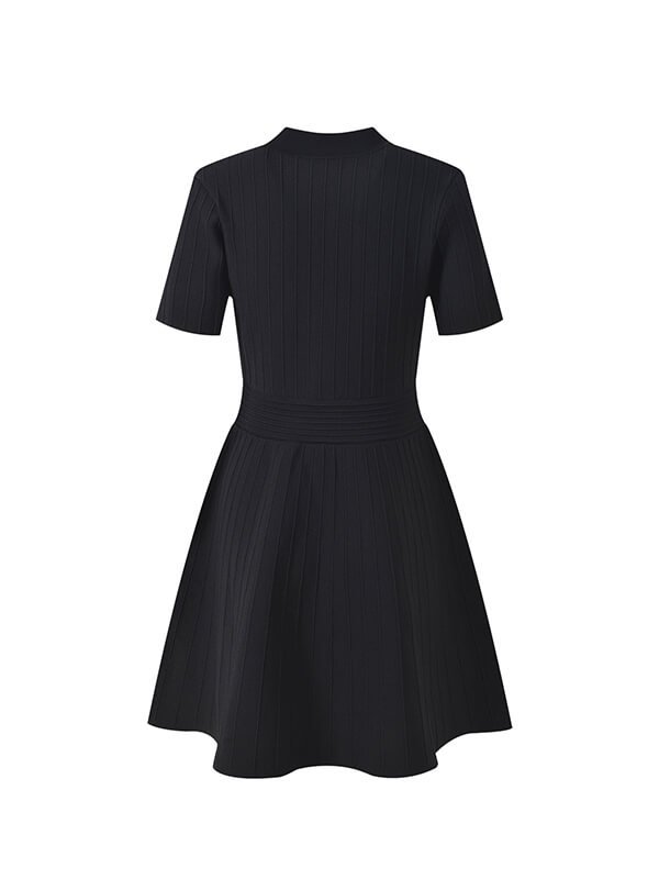 5-Second Transform Knit Dress - V-Neck Metal Buttons Scarf Skirt Vest Multi-Wear