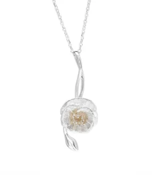 Vintage Corn Poppy Silver Necklace