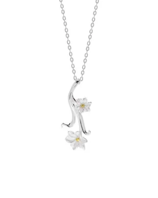 Vintage Daffodil Silver Necklace