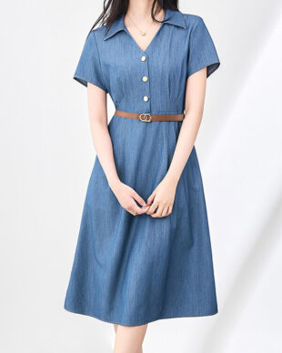 Vintage-Inspired Denim Shirt Dress
