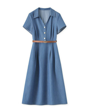 Vintage-Inspired Denim Shirt Dress
