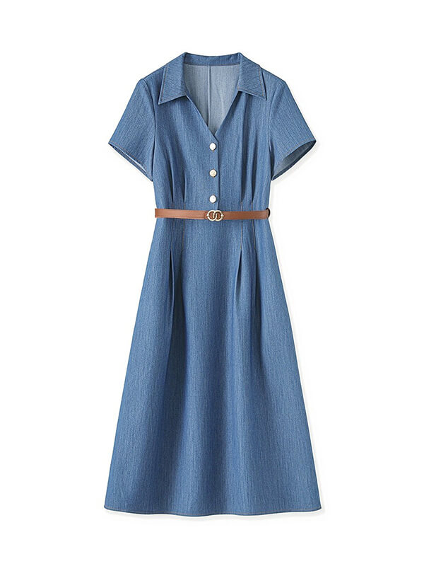 Vintage-Inspired Denim Shirt Dress