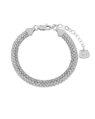 Vintage Kitten Charm Sterling Silver Bracelet