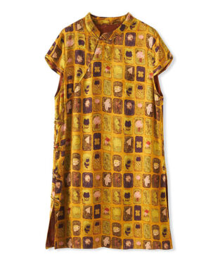 Vintage Print Top with Side Slits