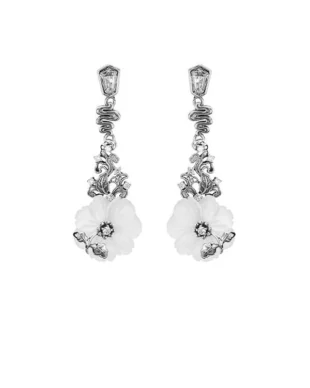 Cottagecore Alchemy Earrings - S925 Silver Peach Blossom Crystal Detachable Vintage