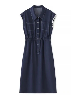 Waist-Cinching Denim Shirt Dress