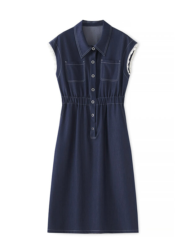 Waist-Cinching Denim Shirt Dress