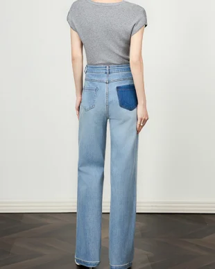 Washed & Whiskered Slim Wide-Leg Jeans