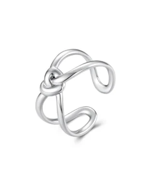 White Gold Plated Copper Open Ring with Heart