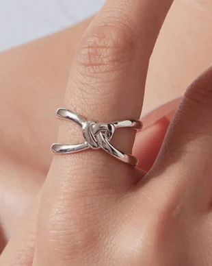 White Gold Plated Copper Open Ring with Heart
