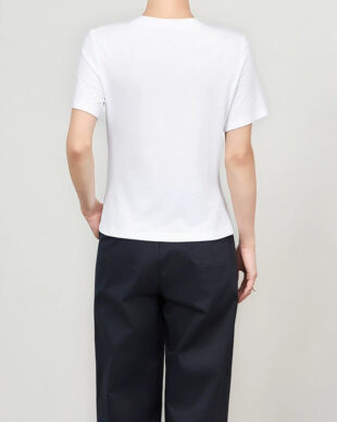 White Pleated Waist-Cinching Slim-Fit Tee