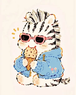 Zebra eating ice cream Perler beads pattern 4 images