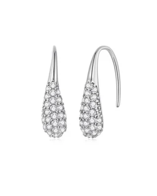 Zircon Copper Plated White Gold Teardrop Drop Earrings