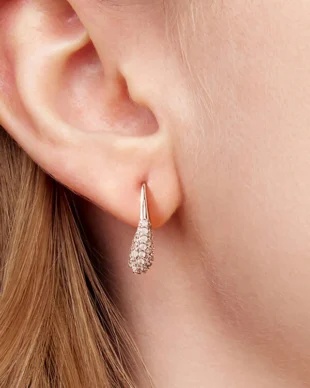 Zircon Copper Plated White Gold Teardrop Drop Earrings