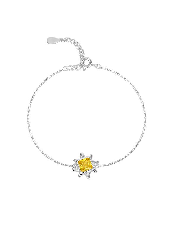 Convertible sunflower bracelet set - 5-in-1 silver chain with detachable zircon bloom