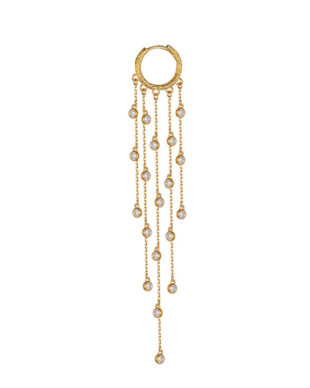 Zircon Tassel Silver Hoop Earrings