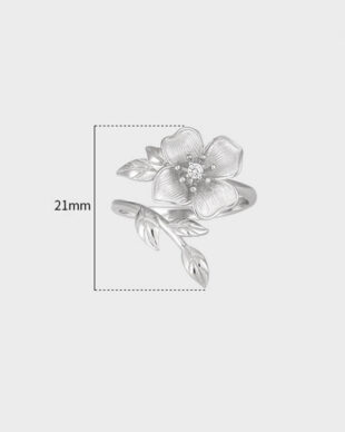 Zirconia Inlaid Sterling Silver Floral Ring