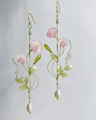 Handmade Pea Flower Earrings