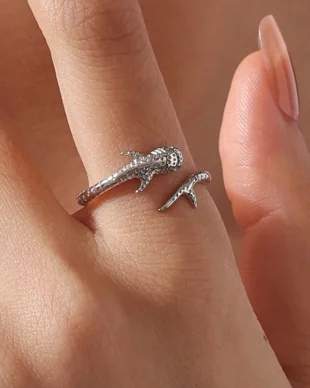 Original S925 Sterling Silver Whale Shark Open Ring