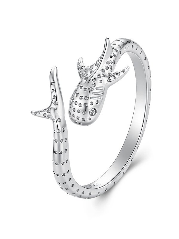 Original S925 Sterling Silver Whale Shark Open Ring 1